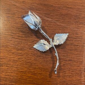🌹 Vintage BEAU Sterling Silver Rose Brooch | Signed Floral Pin | Mid-Century